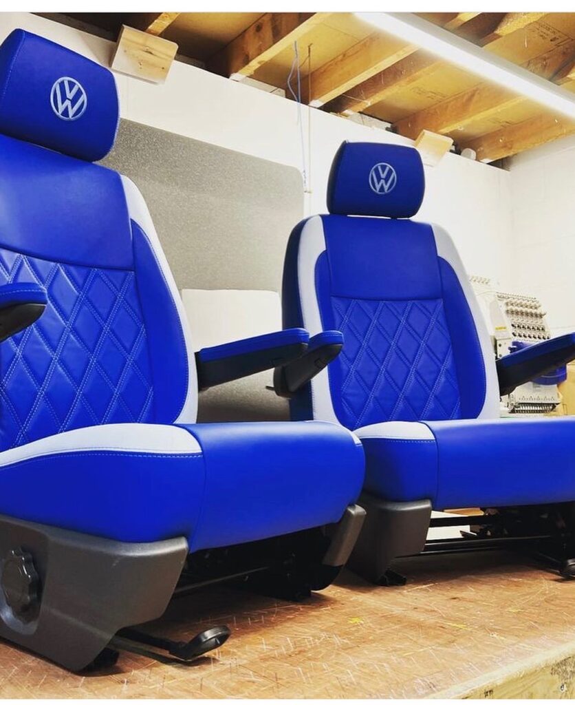 bespoke campervan seats VW T5.1 captain seats VW logo, Transporter, Kent - The Dub Hut 2022