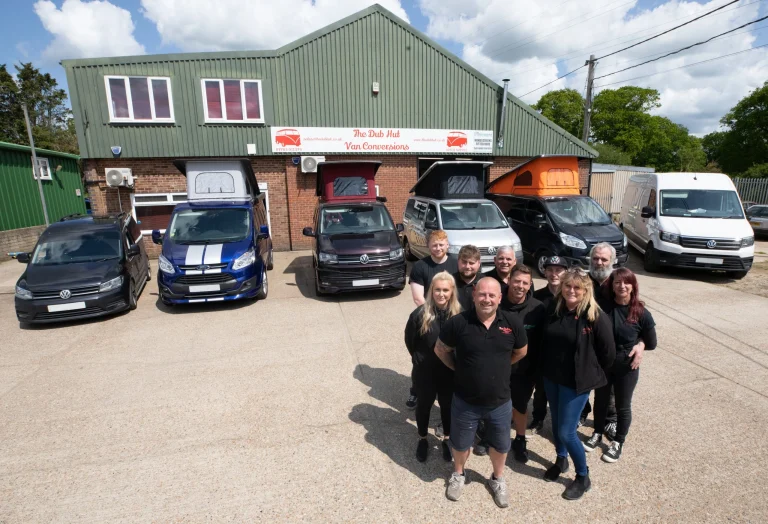 the dub hut team kent outside the workshop in ashford