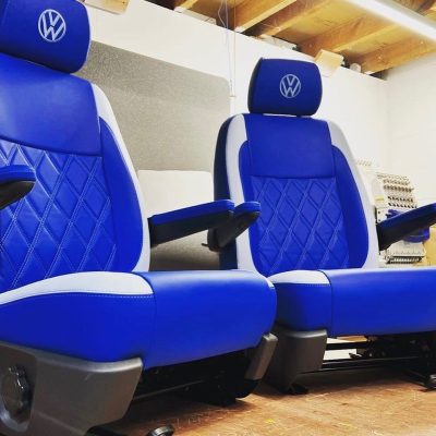 bespoke campervan seats VW T5.1 captain seats VW logo, Transporter, Kent - The Dub Hut 2022